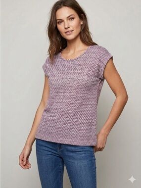 Maje Magenta Chevron Short Sleeve Tee
